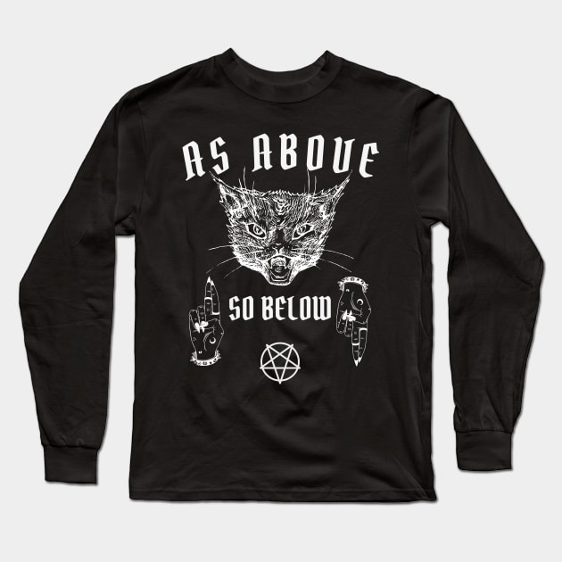 As Above So Below - Satanist Cat Long Sleeve T-Shirt by Souls.Print